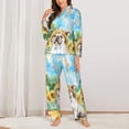 thumbnail image 2 of Salouo French Bulldog Sunflowers Bubbles Pattern Women's Pajamas Set Long Sleeve Button Down Sleepwear Soft Pj Lounge Sets for women 2 Piece Pjs Set with Long Pants-Large, 2 of 7