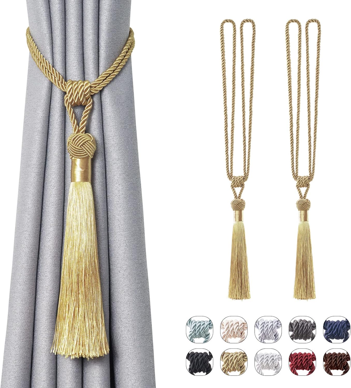 Jones Damson Red Barrel Curtain Tiebacks – Fabric Ropes With Tassels, Pair, UK Made