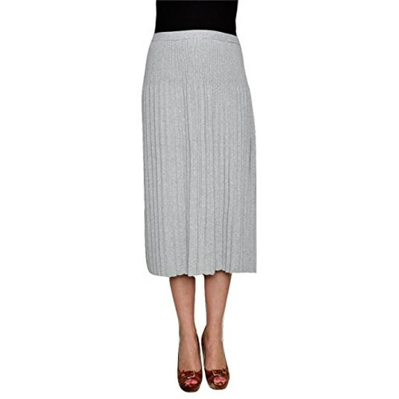 Michael Kors Women's Cotton Blend Jersey Knit Midi Pleated Skirt (Pearl Heather, X-Small)