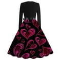 thumbnail image 3 of Fgvctg Valentine's Day Womens Dresses Romantic Crewneck Cocktail Dresses Cute Heart Graphic Hepburn 1950s Tea Dress Long Sleeve Vintage Dressy Outfits Purple 4XL, 3 of 4