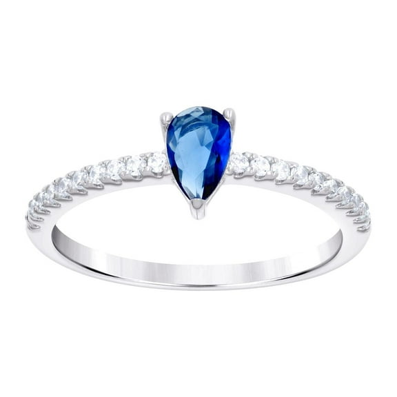 925 Sterling Silver Womens Blue White Pear Round Cubic Zirconia Engagement Ring Size 7 Engagement Ring for Women