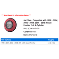 thumbnail image 2 of Air Filter - Compatible with 1998 - 2004, 2006 - 2008, 2011 - 2015 Nissan Frontier 2.4L 4-Cylinder 1999 2000 2001 2002 2003 2007 2012 2013 2014, 2 of 2