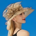 thumbnail image 5 of Ticikt Womens Summer Dress Hat Wide Leaf Flower Bridal Shower Hat Sun Hats Beach Hat,Color:Khaki, 5 of 7
