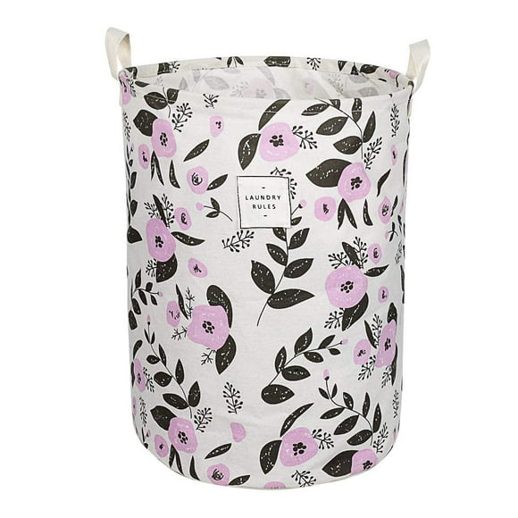 UUJOLY Panier à Linge Pliable Panier à Linge avec Poignées Imperméable en Coton Rond Panier à Linge Impression Panier Organisateur Domestique, 19.7x15.7 Pouces, Violet