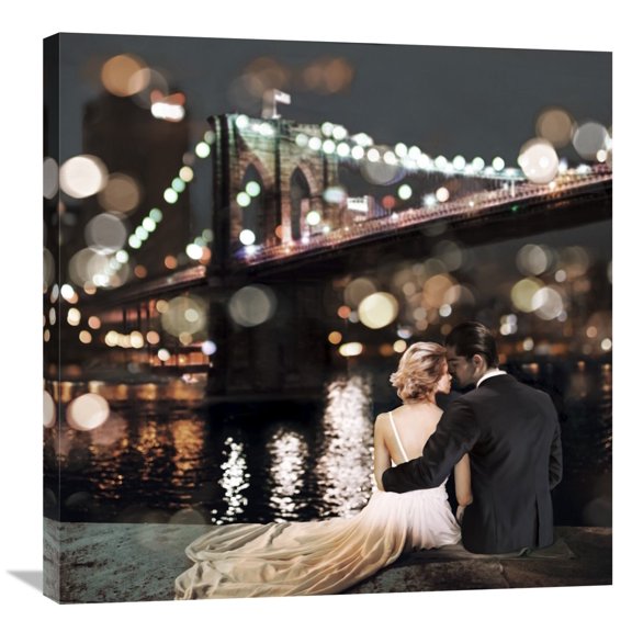 Global Gallery Dianne Loumer,'Kissing in a NY Night (detail)' Stretched Canvas Artwork