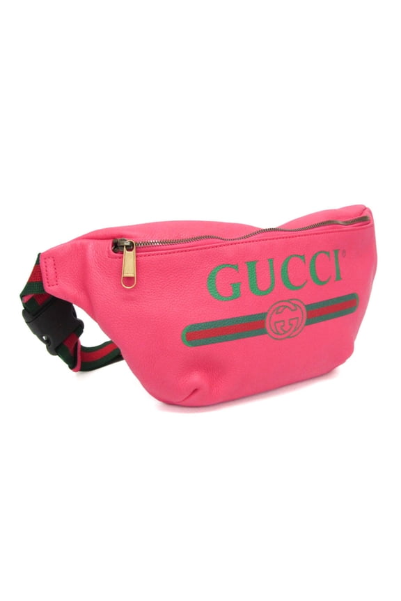 Pre-Owned Gucci Logo Print 493869 Men,Women Leather Fanny Pack,Sling Bag Pink