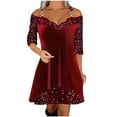 thumbnail image 1 of AherBiu Robe de Soirée pour Femmes Robe Tunique à Paillettes Manches Longues Robe Courte Cocktail, 1 of 6