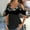 Black, variant on Usmixi Summer Tee Shirt for Women Women's Cold Shoulder Tops Empire Waist Top Western Ethnic Diamond Print Short Sleeve Shirts Casual Blouses Tunics Black l