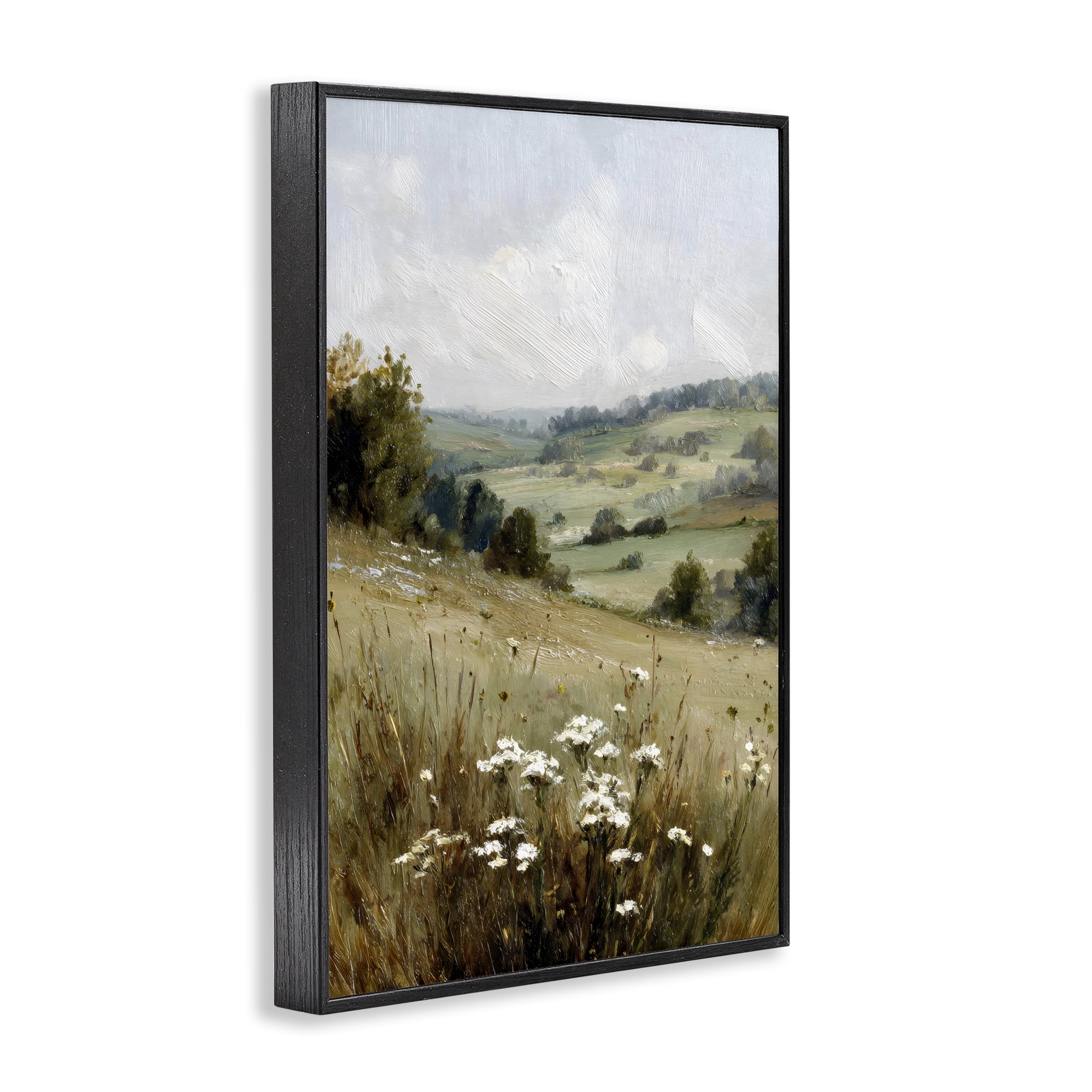 Stupell Industries Hill of White Flowers Black Framed Giclee Art, design by Petal Prints Design