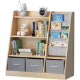 thumbnail image 3 of NACHES Kid Sling Bookshelf with 3 Storage Bin Drawers Nursery Bookshelves Wood Display Shelf Toddler Toy Organizer Child Bookcase Montessori Book Rack Cabinet Boy Girl Play Room Playroom Bedroom, 3 of 16