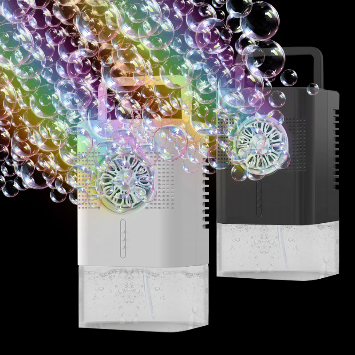 Automatic Bubbles Machine for Kids, 400ML Portable Bubble Maker Blowers with Lights for Christmas Birthday Gifts & Outdoor Backyard Parties(White)