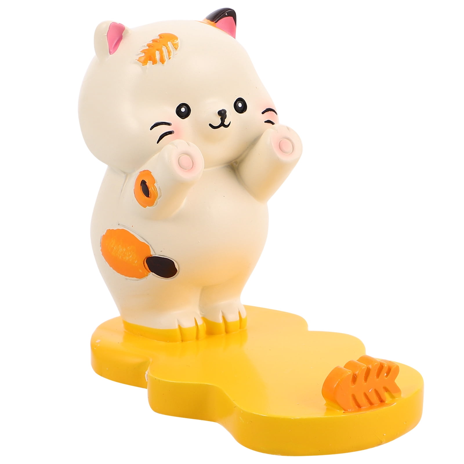 FRCOLOR Cute Cartoon Cat Phone Stand for Watching Videos Creative Resin Desk Accessory Portable