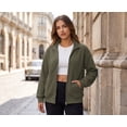 thumbnail image 2 of NAYTOAO Women's Waffle Knit Full Zip Jacket, Lapel Collar Loose Fit Casual Sweatshirt Jacket With Kangaroo Pockets for Fall Daily Sports, 2 of 7