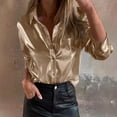 thumbnail image 2 of YUGYXL Womens Shiny Shirts Long Sleeve Button Down Casual Tops Plus Size Nightclub Styles Outfits Party Clothes Beige XXXXXL, 2 of 9
