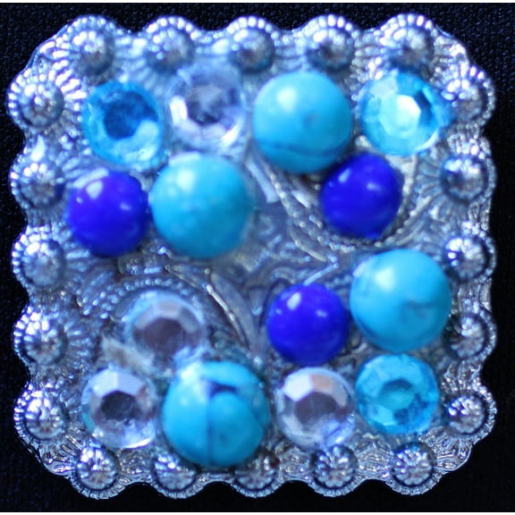 Concho 4 Conchos Rhinestone Horse Saddle Western Bridle Square Co29