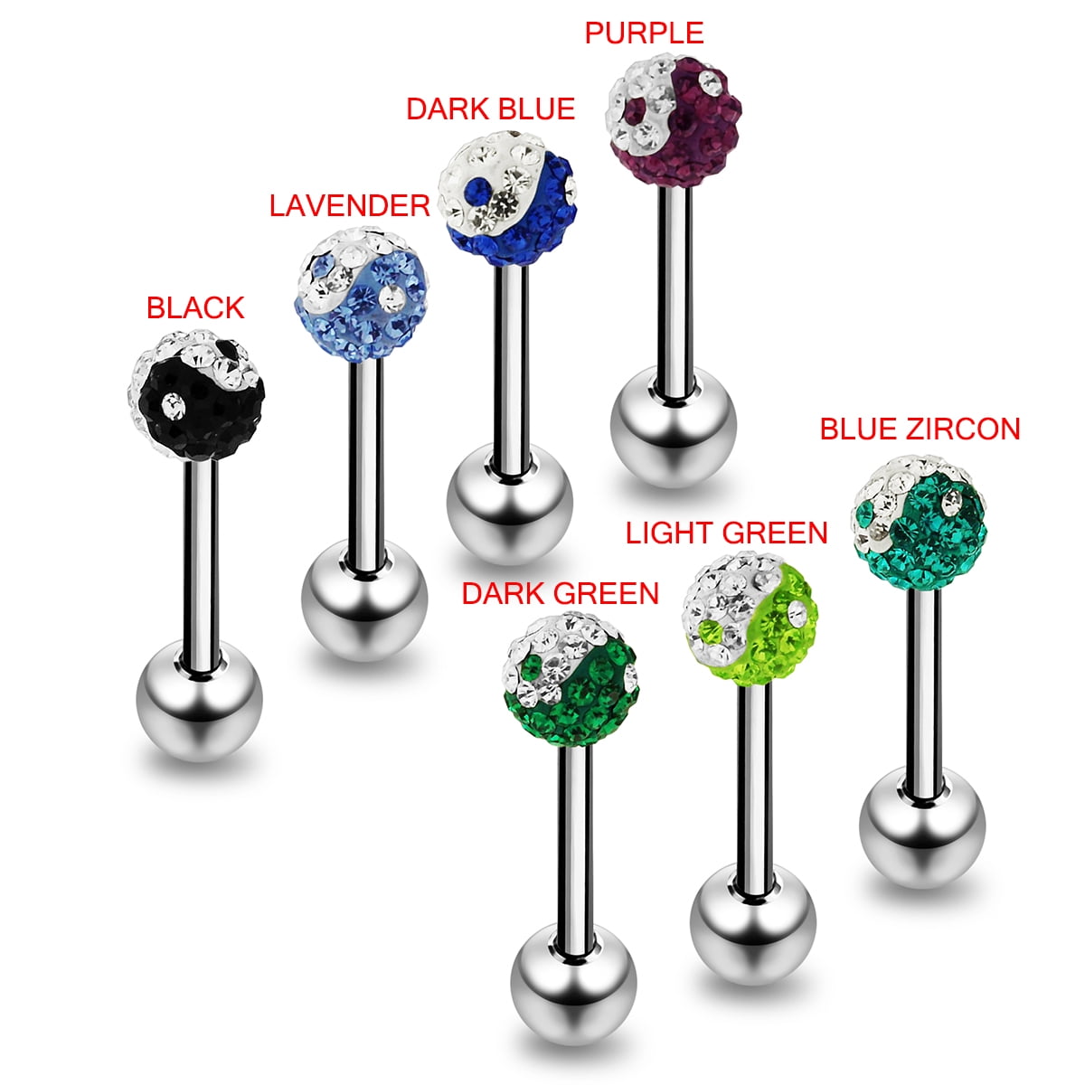 Dark Blue Yin Yang Multi Gemstone Tongue Piercing Jewelry Surgical Steel Straight Barbell Tongue Barbell Tongue Piercing Ring 14 Gauge 18mm Barbell And Yin Yang Crystal Ball Walmart Com