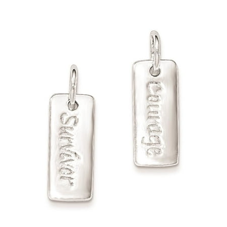 925 Sterling Silver Polished Courage / Survivor Reversible Charm Pendant