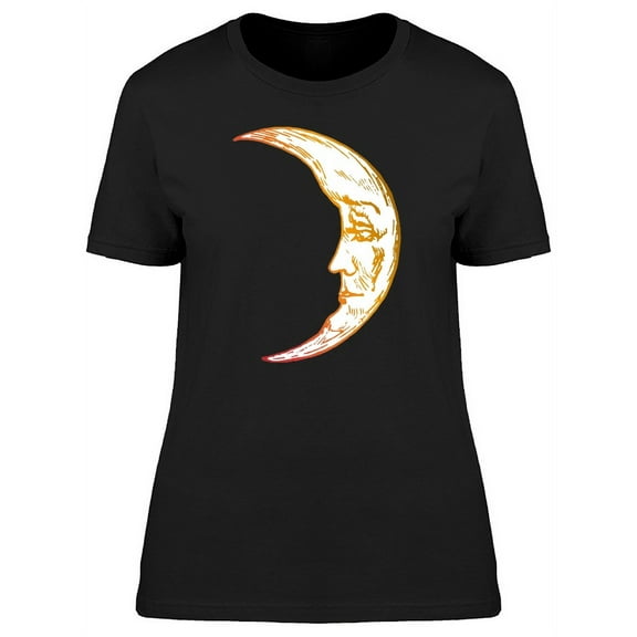 Moon With Tired Face Watercolor T-Shirt Women -Image by Shutterstock, Female Large