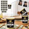 thumbnail image 1 of 2026 Black Gold Adult Graduation Season Party Tableware - Disposable 7 Inch 9 Inch Paper Plates Paper Cup Tissue Set, 1 of 6