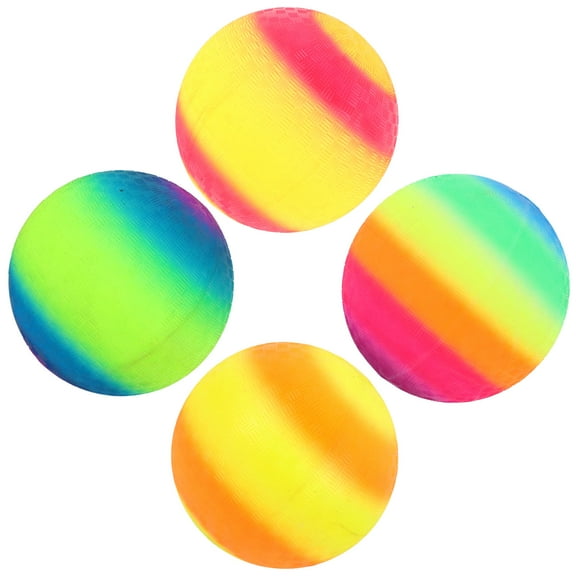 OUNONA 4Pcs Rainbow Playground Ball Kick Balls Beach Ball Outdoor Patting Balls Handballs