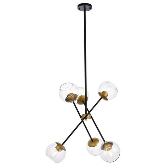 Axl 24 inch pendant in black and brass with clear shade