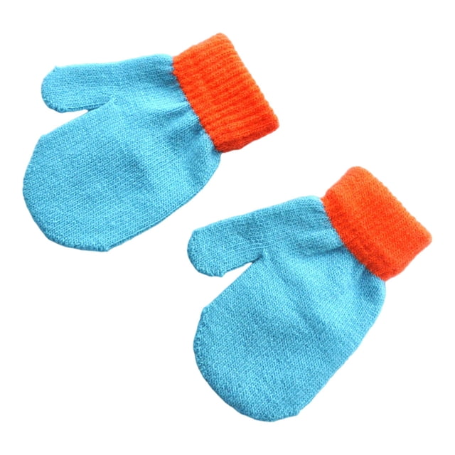 Qarigey 1 par de mitones para niños, mitones para niños pequeños para exteriores, azul lago Type3 NO3