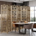 thumbnail image 2 of Fionafurn 6 Panel Carved Room Divider,Wooden Screen Folding Decorative Portable Privacy Partition,Brown, 2 of 8