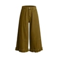 thumbnail image 4 of FNFYFH Cropped Jeans for Women Ruffle Hem Jean Pants Denim Wide Leg Capri Pants with Pockets, 4 of 6