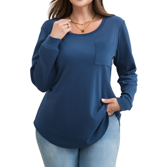 a.Jesdani Womens Plus Size Sweatshirts Soft Crewneck Pullover Sweatshirt Fall Warm Womens Long Sleeves Tops 2X