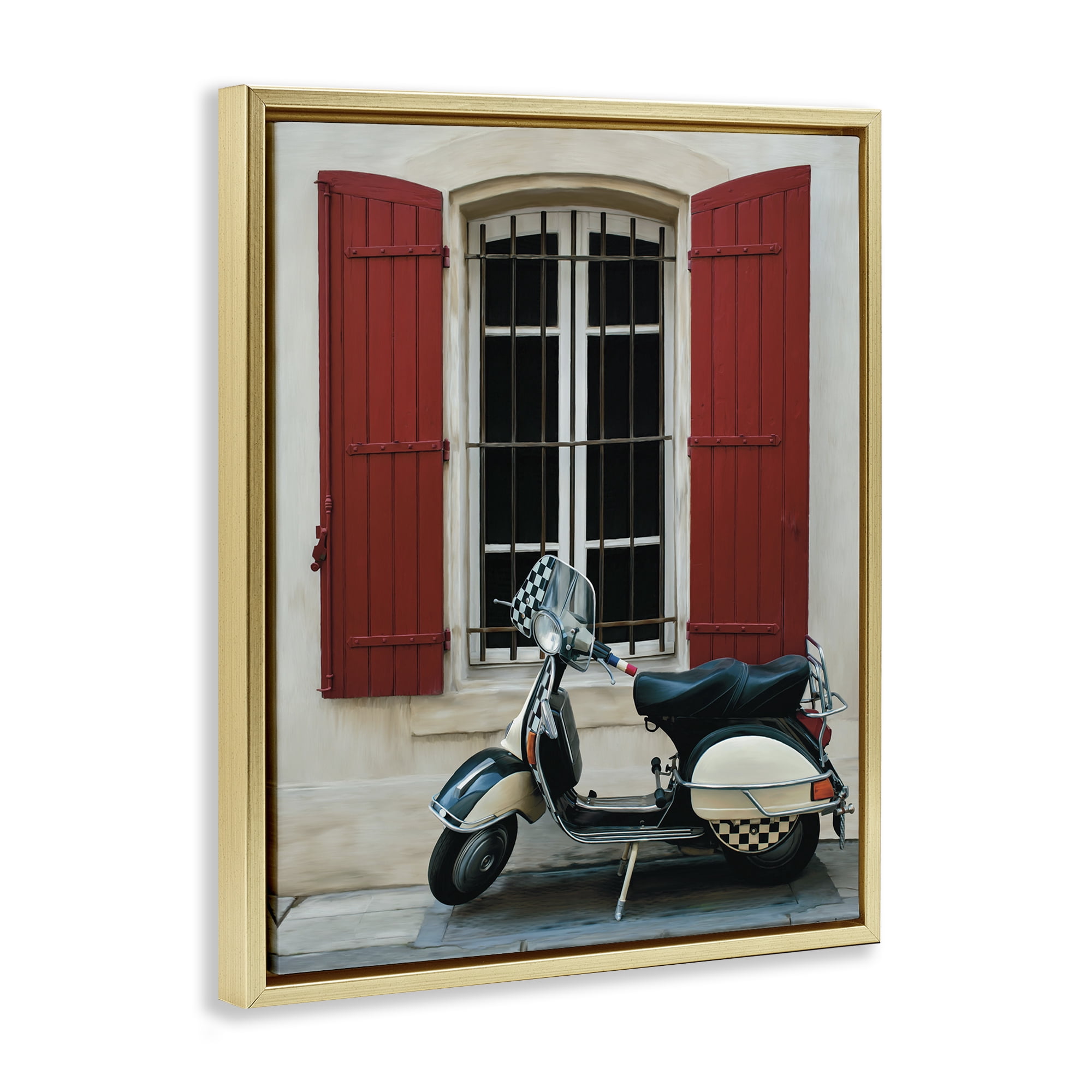 Stupell Industries Two Wheel Dream Gold Framed Floater Canvas Wall Art, design by Renel Peters