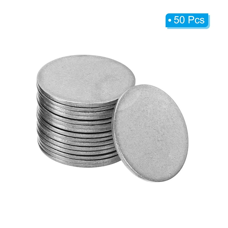 Uxcell 50mm Steel Disc, 10pcs Round Metal Stamping Blanks Tags Circle Metal  Strike Plate DIY for Magnetic, 2 in 