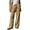 Khaki, variant on Wide Leg Pants for Women Elastic Waist Drawstring Palazzo Trousers Casual Ribbed Textured Loose Pants with Pockets, 2XL