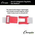 thumbnail image 2 of Champion Sports Adjustable Magnetic Flag Football Belts: Flag Football Belt Set - Adjustable Flag Football Belts with Magnet Buckles - White Belt with 3 Red Flags and Buckle - Medium Size, 12 Pack, 2 of 5