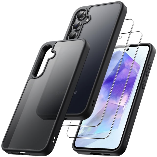 Funda JeTech 3 en 1 mate con 2 cristales para Samsung Galaxy A55 5G