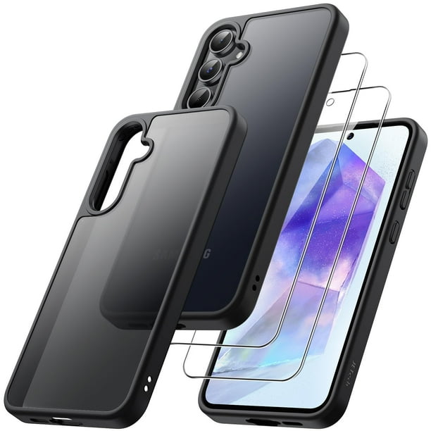 Funda JeTech 3 en 1 mate con 2 cristales para Samsung Galaxy A55 5G