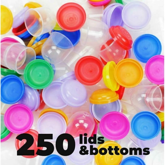 Empty Acorn Vending Capsules For Gumball Machines 1.1 in Assorted Colors 250 Lids And Bottoms