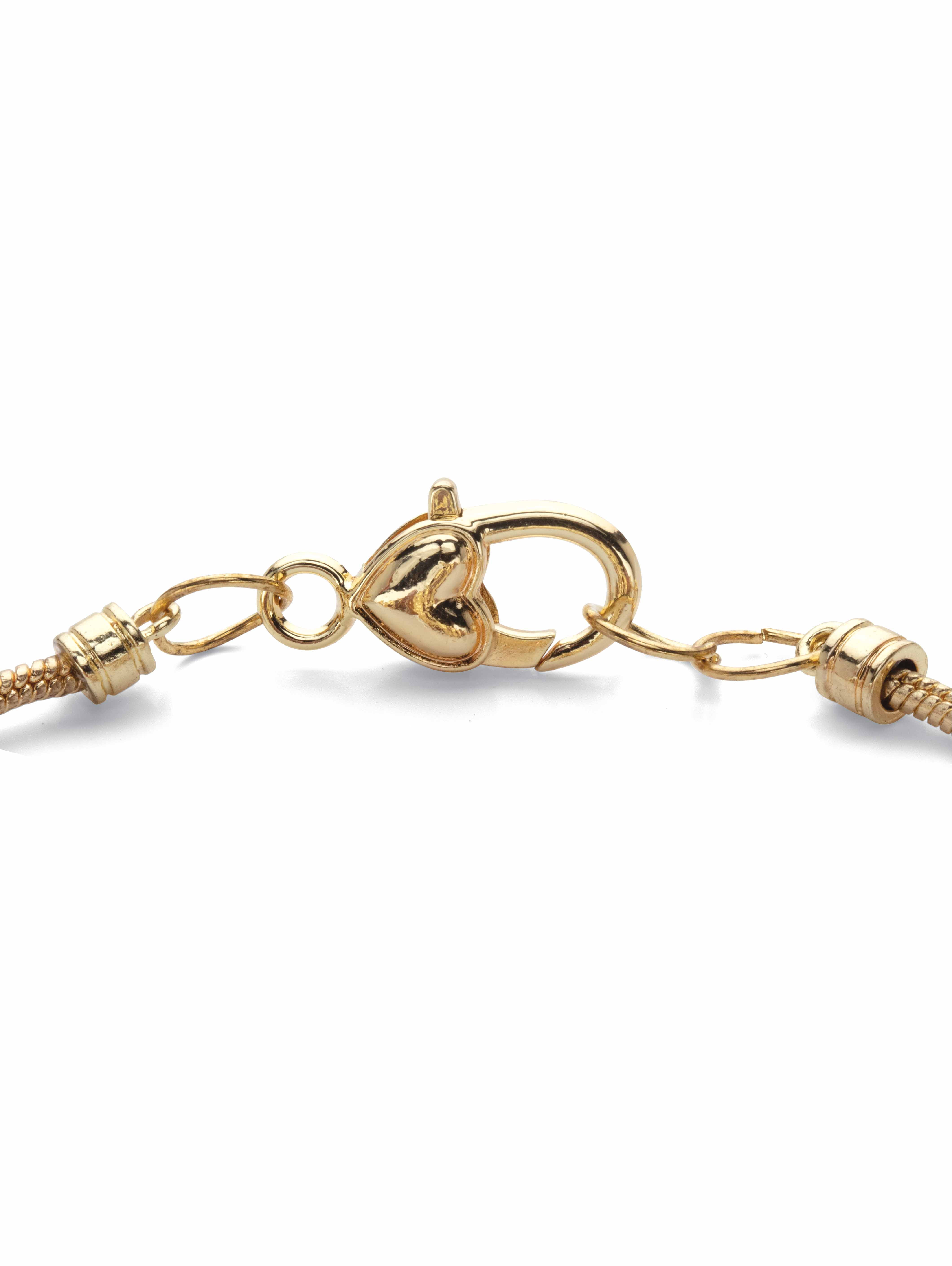 PalmBeach Jewelry Simulated Birthstone Crystal Charm Bracelet in Goldtone or Silvertone 8"