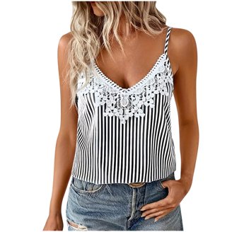 yoeyez Summer Tops for Women 2025 Spaghetti Straps Black Tank Tops