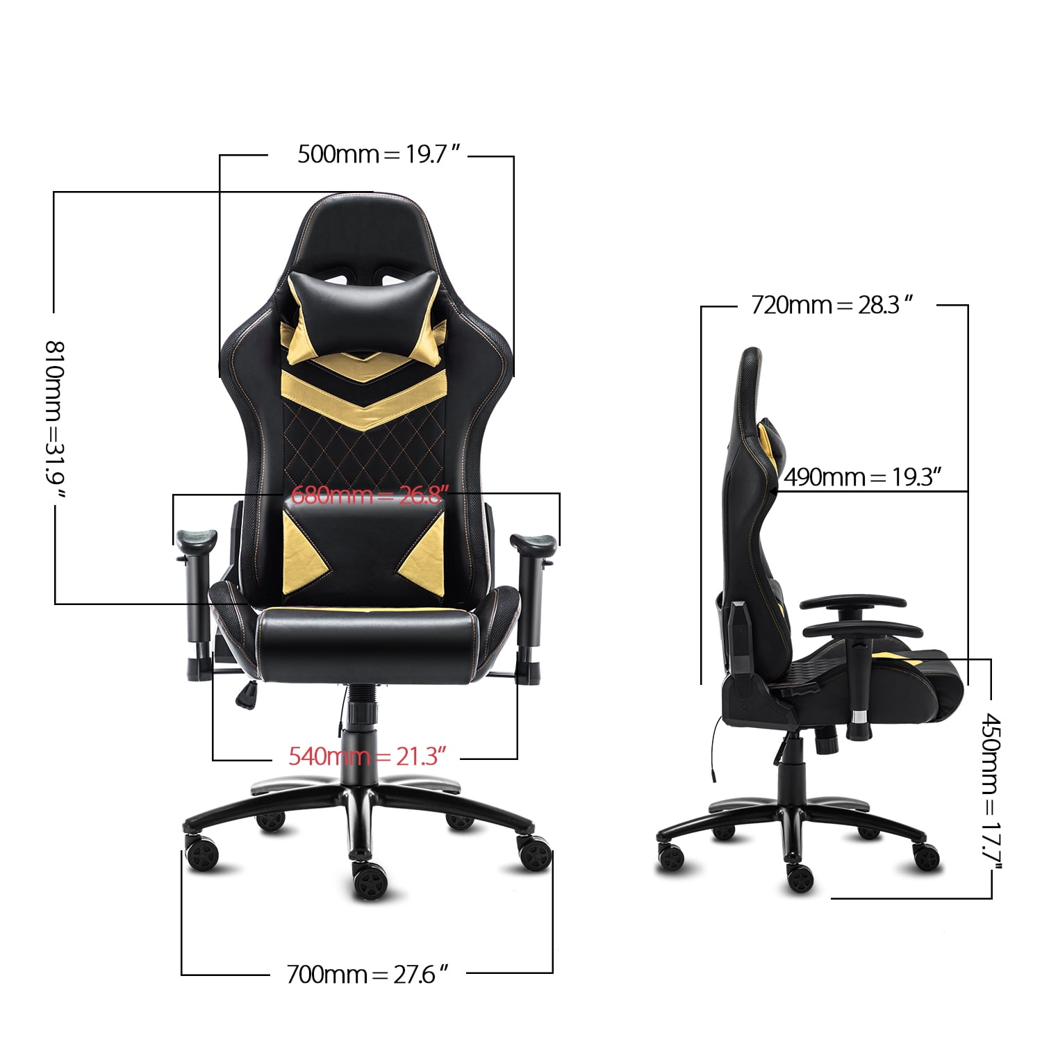 Gaming Chair with RGB LED Lights, Headrest and Lumbar Support