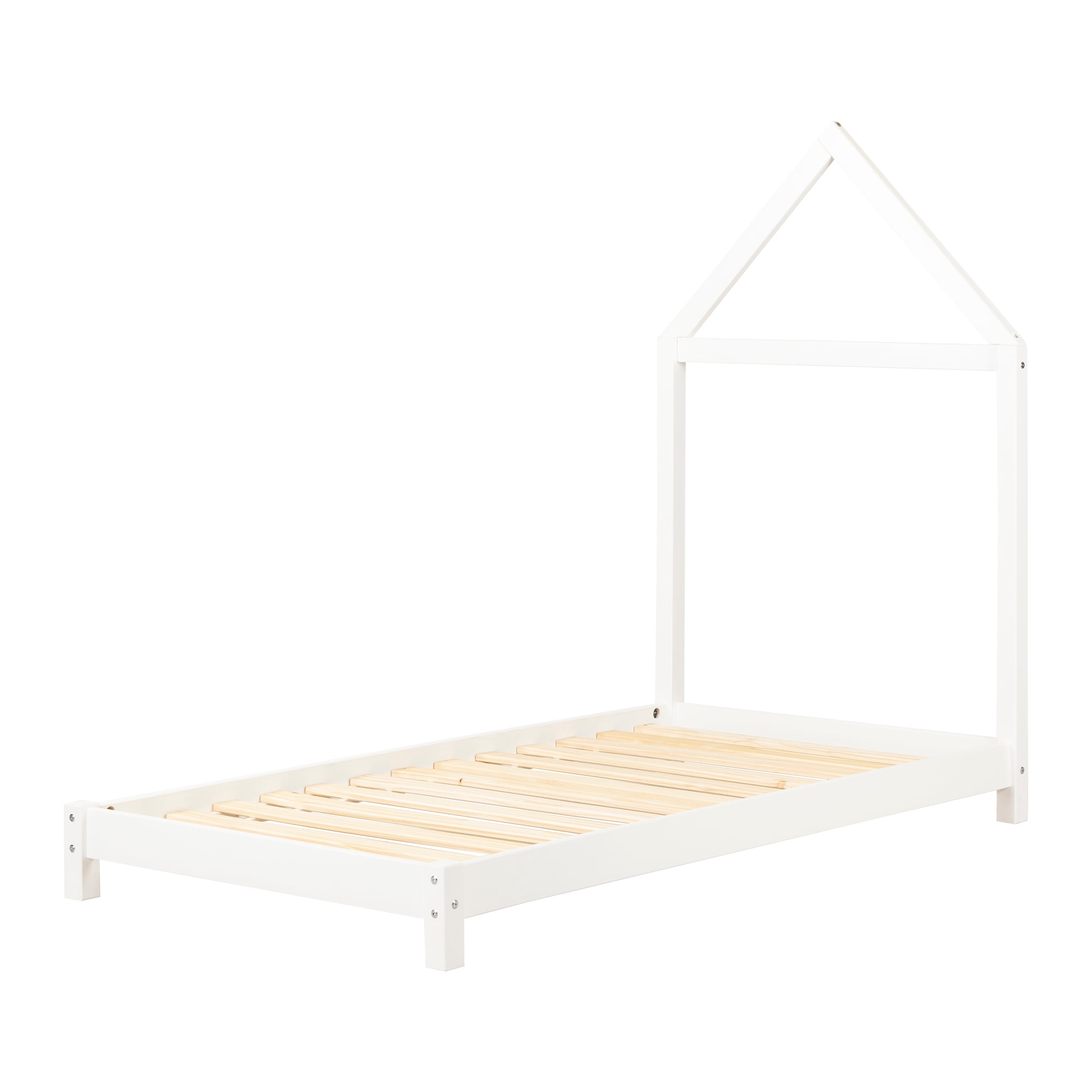 South Shore Sweedi Bed with House Frame Headboard, Pure White