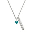 thumbnail image 1 of Delight Jewelry Acrylic 5/16" Teal Heart Silvertone Forever Bar Charm Necklace, 23", 1 of 4
