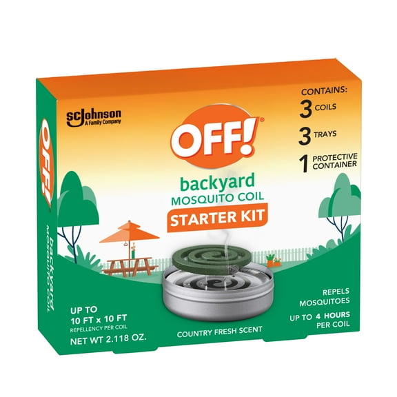 OFF! Backyard Mosquito Repellent Coil Starter Pack, Perfe Count for Outdoor Patios, Country Fresh Scent, 3 Piece