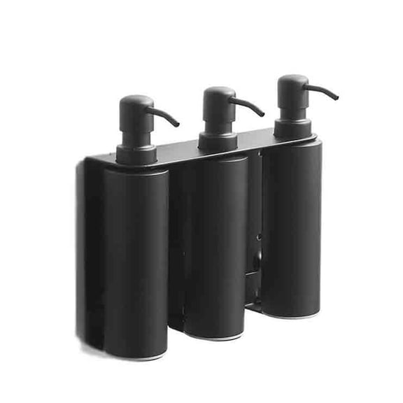Stainless Steel Wall Mounted Soap Dispenser Bathroom Press Round Set (3 Lotion Bottles)