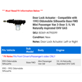 thumbnail image 2 of Door Lock Actuator - Compatible with 1993 Oldsmobile Silhouette Base FWD Mini Passenger Van 3-Door 3.1L V6 Naturally Aspirated OHV GAS 1991 1992, 2 of 2