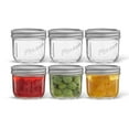 thumbnail image 1 of Frascos Mason JoyJolt de 240 ml, boca ancha, paquete de 6 con tapas, 1 of 8