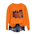 thumbnail image 2 of VKOYWKM Oversized Sweatshirt for Women Halloween Pumpkin Graphic Sweatshirt Party Tops Fall Long Sleeve Crewneck Sweatshirts Holiday Cozy Thanksgiving Pullover, 2 of 5