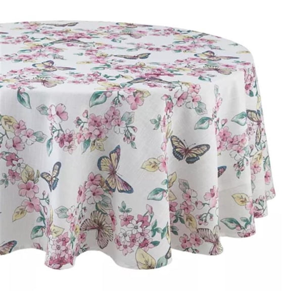 Lenox Butterfly Meadow Floral Tablecloth, Multicolor, 70"W x 70"L