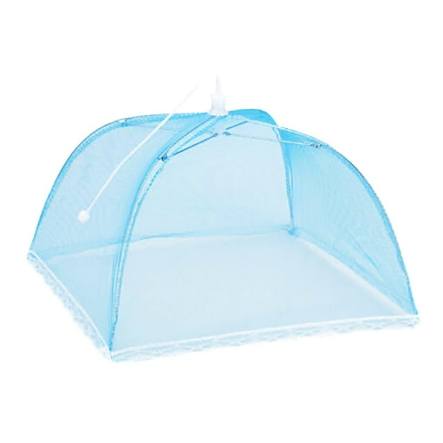Cubierta de malla de nailon reutilizable para alimentos, tienda de campaña, mosquitera para patio, barbacoa, camping y exteriores Azul
