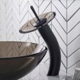 thumbnail image 4 of Kraus Tall Waterfall Bathroom Faucet for Vessel Sink with Clear Brown Glass Disk and Pop-Up Drain, Oil Rubbed Bronze Finish, 4 of 10