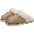 thumbnail image 1 of Pantoufles pour Femmes Confortables en Mousse à Mémoire de Forme Fausse Fourrure Col Moelleux Microsuède Chaussures Chaudes pour la Maison à Enfiler Intérieur Extérieur Chambre, 1 of 7